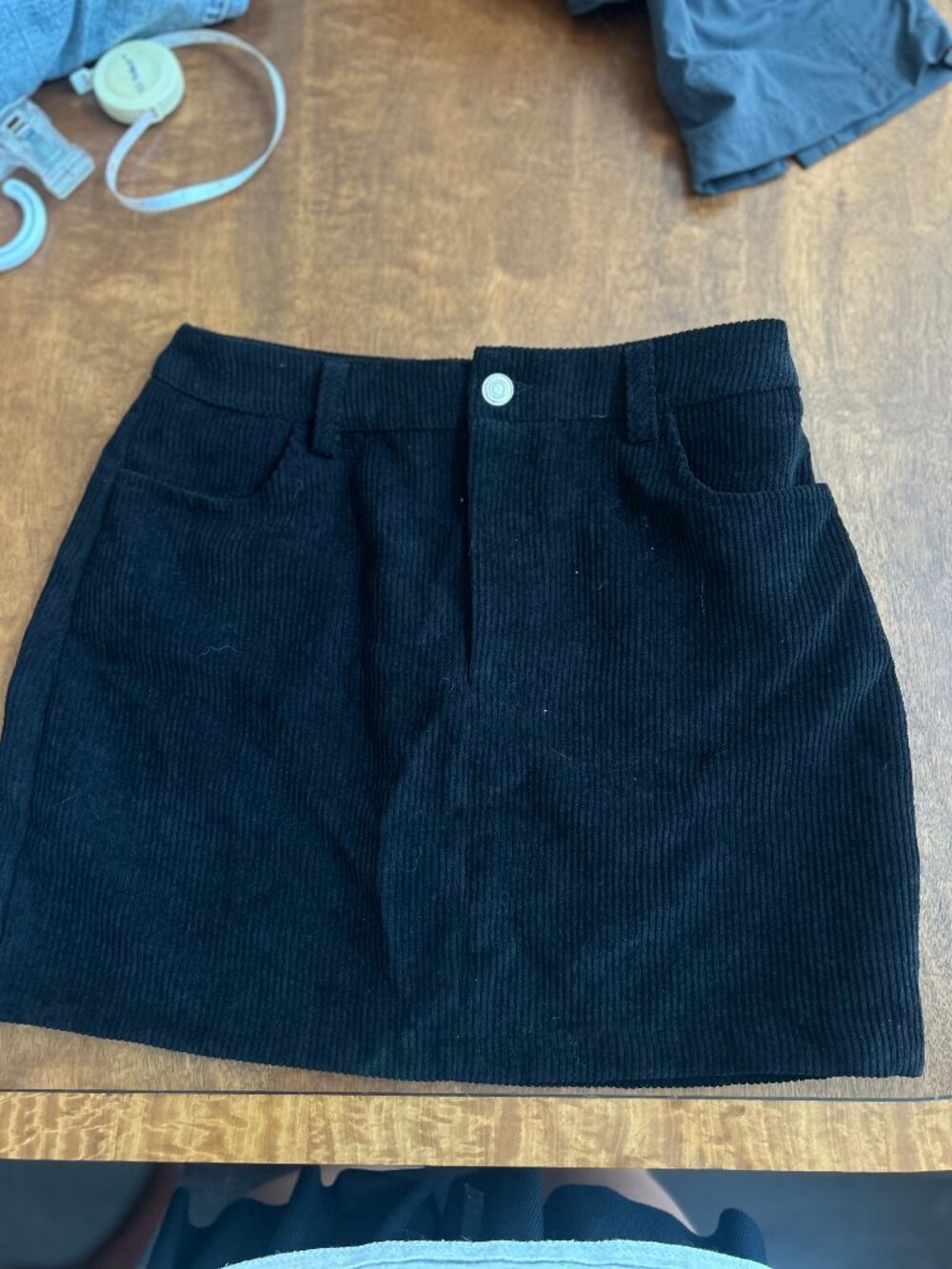 Black corduroy style skirt